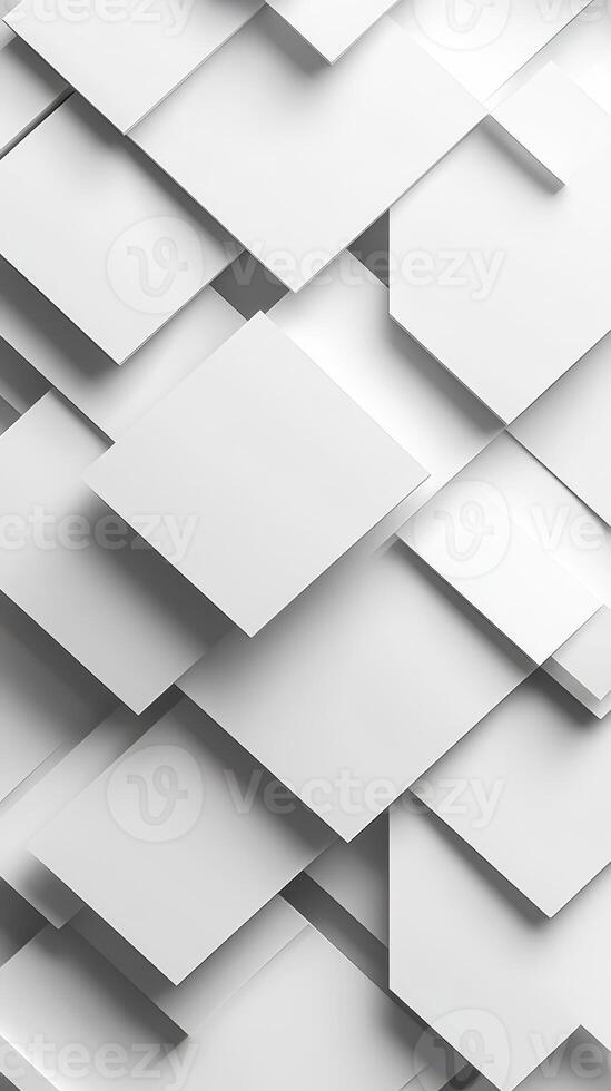 Abstract arrangement of white geometric shapes creating an artistic textured background for modern design photo