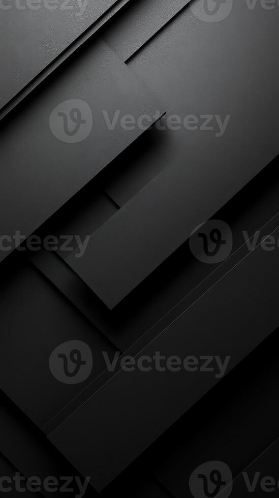Textured black layers create a dynamic geometric composition in minimalist design on a modern background photo
