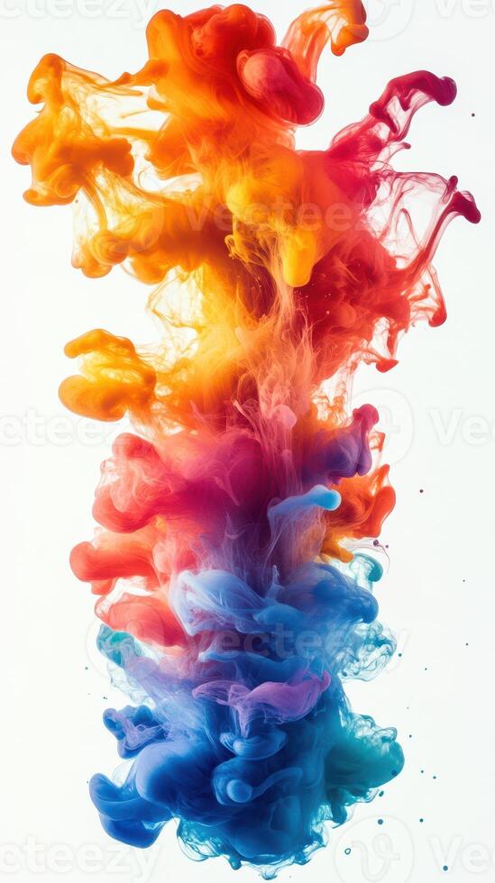 Colorful ink swirling in water creating a vibrant abstract art piece photo