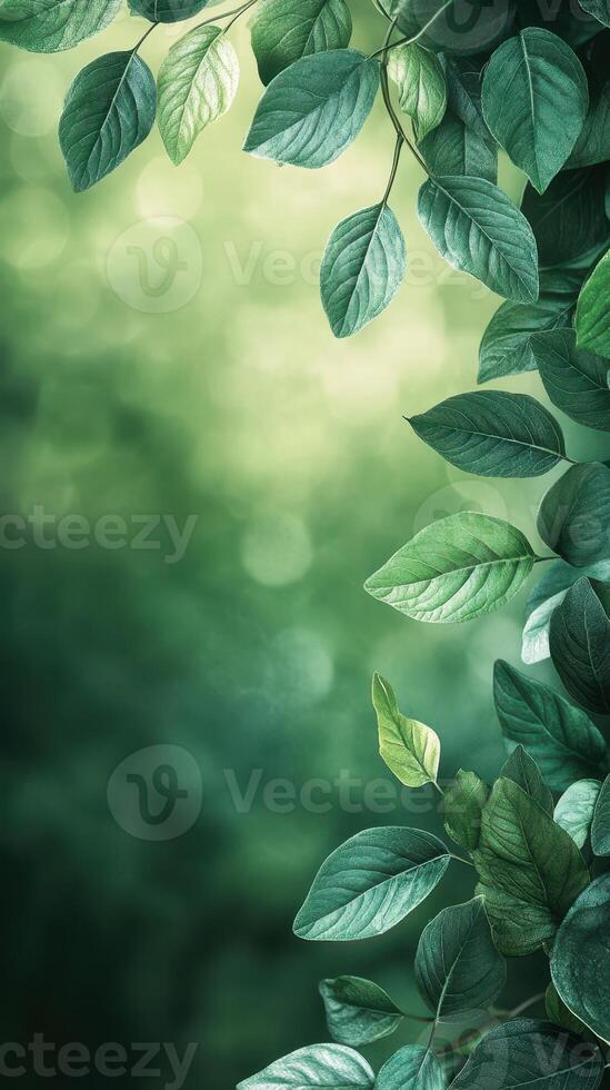 Lush green leaves creating a vibrant backdrop of nature in a tranquil setting during daylight photo