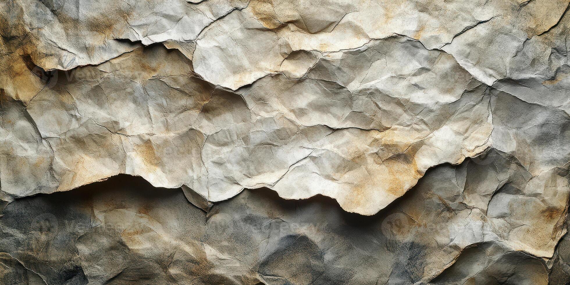 Crumpled paper texture showcasing shades of beige and brown with intricate folds and creases in a detailed close-up photo
