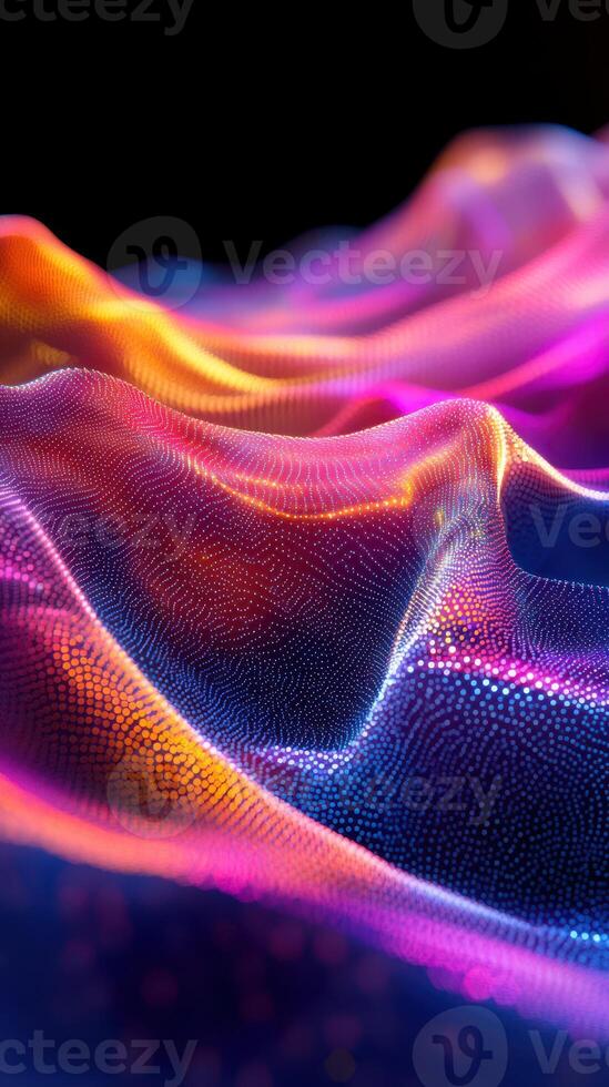 Vibrant abstract design with flowing patterns and luminous colors at night photo