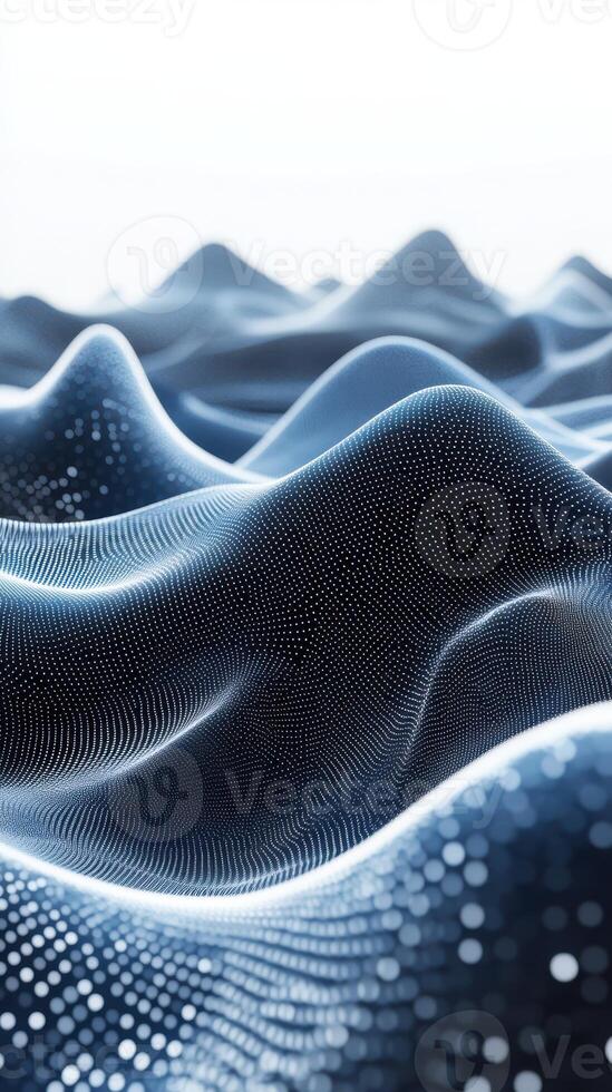 Digital waves create an abstract landscape with intricate patterns of light and shadow in a stunning visual representation photo