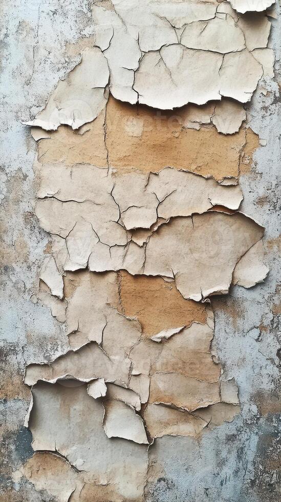 Peeling paint on a textured wall reveals layers of history in a rustic environment photo