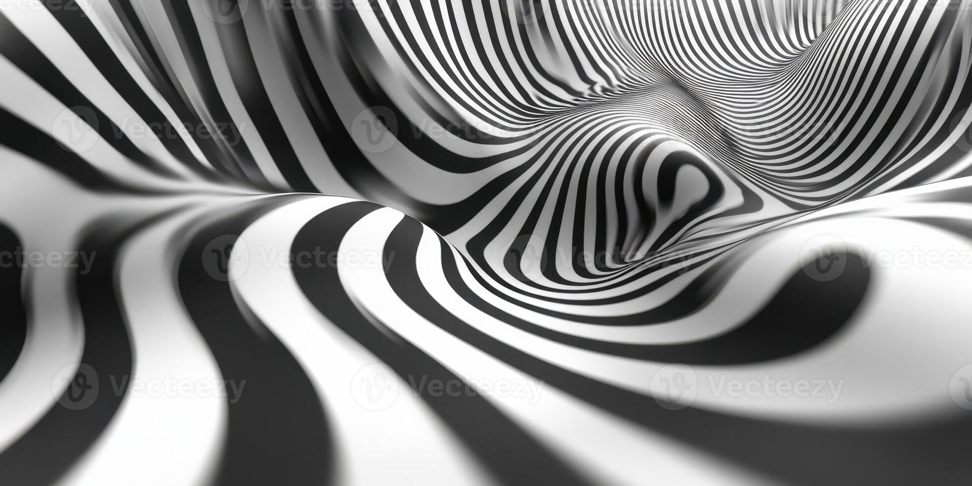 Abstract black and white wavy patterns create a mesmerizing visual effect in a surreal design photo