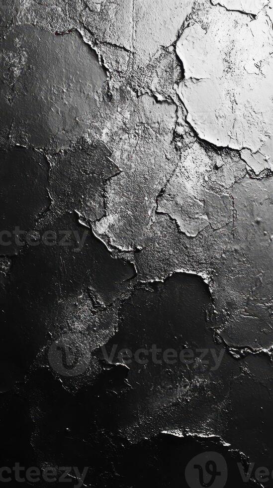 Textured black surface showcasing peeling paint and weathered details in a close-up view photo