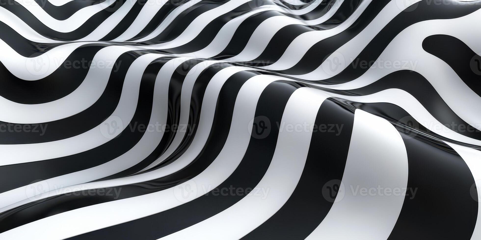 Flowing black and white patterns create a mesmerizing wavy texture in a modern design environment photo