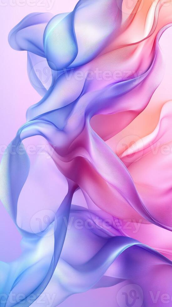 Colorful flowing fabric creates a mesmerizing pattern with shades of pink, purple, and blue in a soft and dreamy display photo