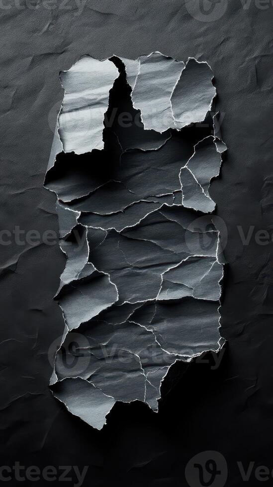 Abstract torn paper texture displayed on a dark background creates a striking visual effect appealing to designers photo
