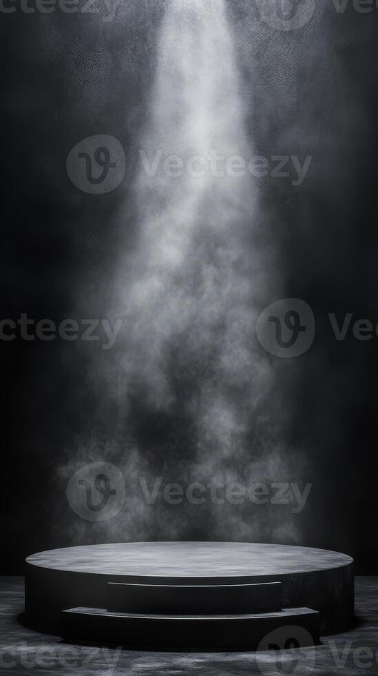 Stage illuminated by dramatic lighting with fog effect creates a captivating atmosphere for performances photo