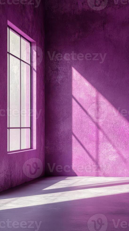 Bright, modern room with a large window casting shadows during the afternoon photo
