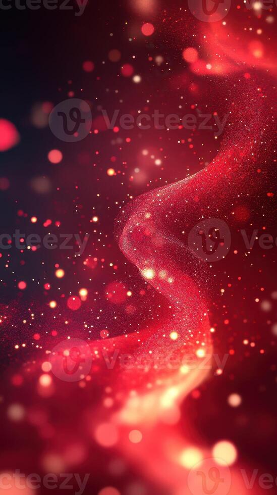 Swirling red particles create a mesmerizing abstract pattern in a dark backdrop with shimmering lights photo