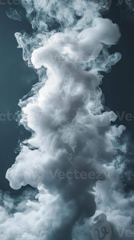 Dynamic white smoke swirling upward against a dark background creating an ethereal atmosphere photo