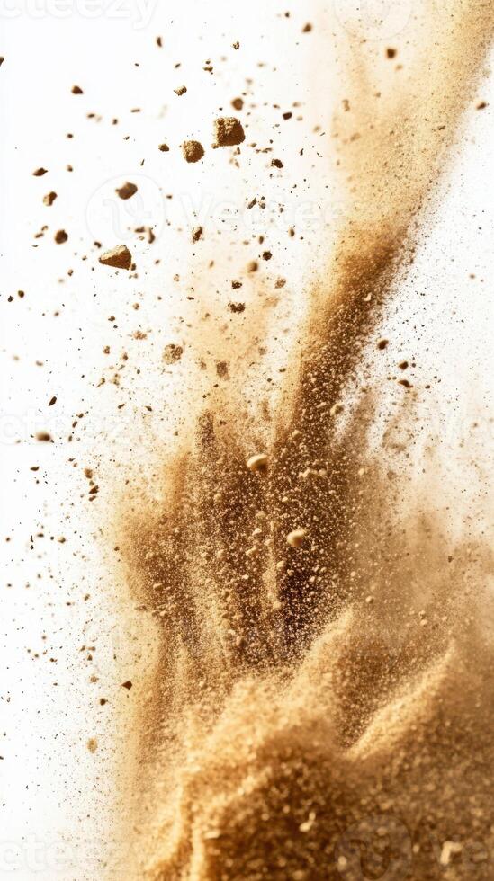 Dust particles suspended in air during an outdoor activity at a construction site on a sunny day photo