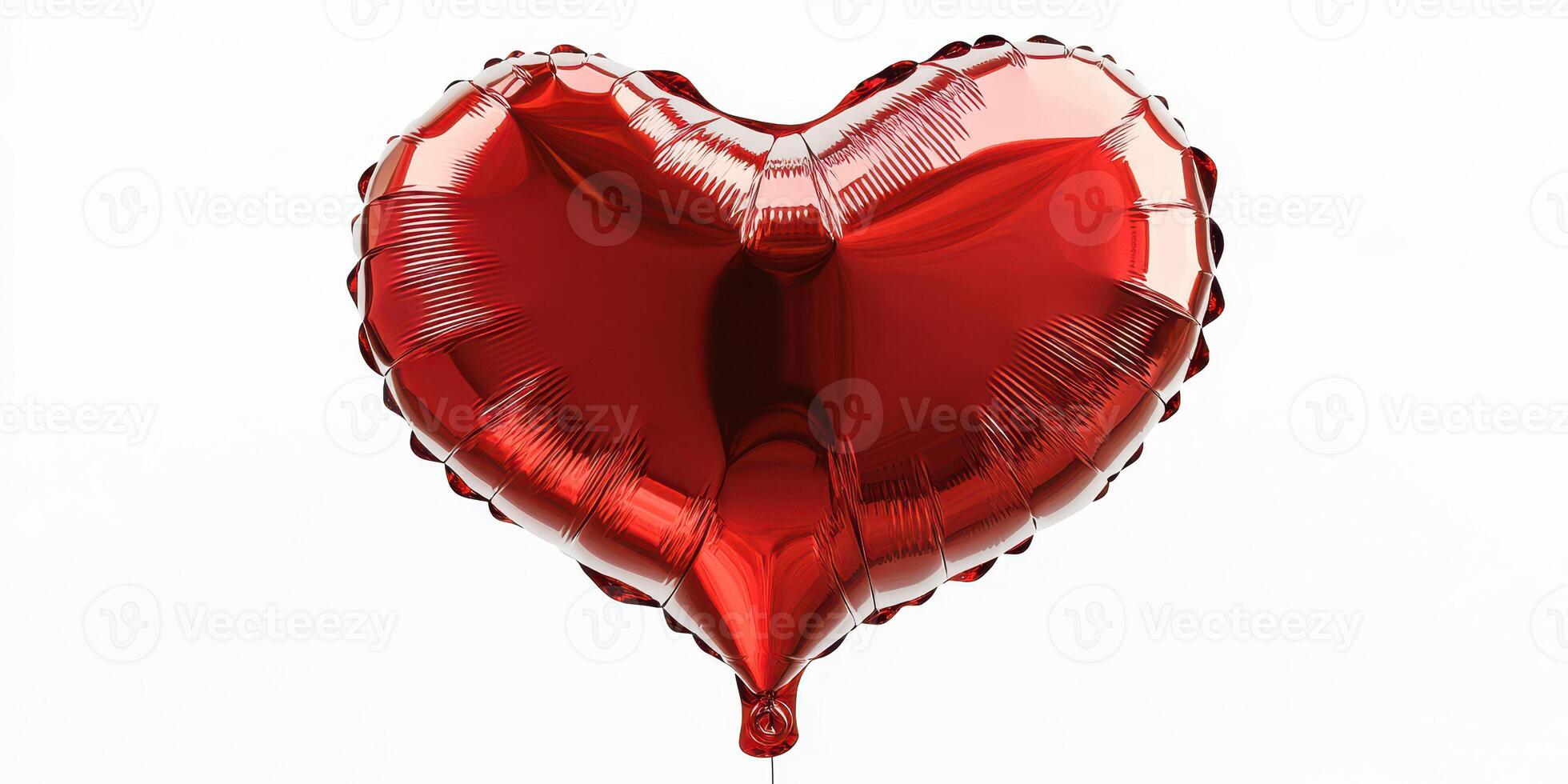 Heart-shaped red balloon floats against a clean white backdrop, symbolizing love and celebration on special occasions photo