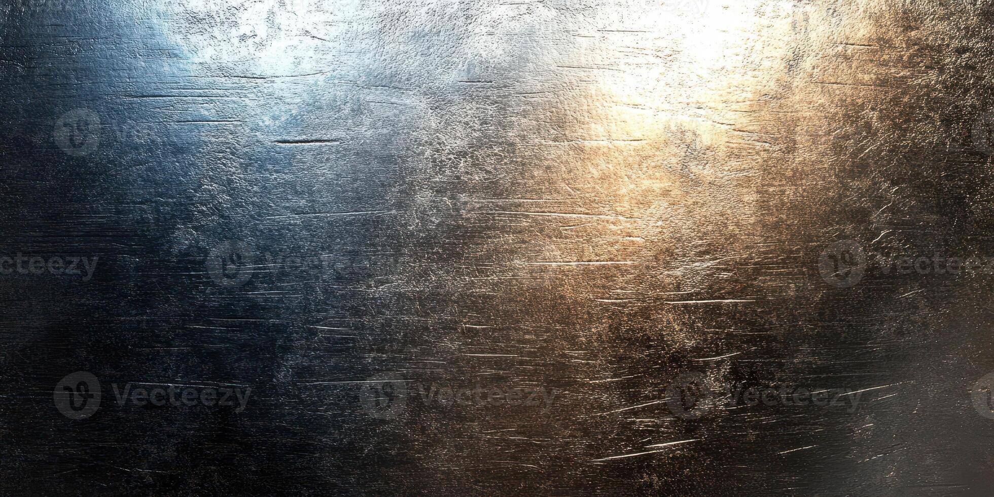 Metallic surface reflecting light with scratches and texture in a contemporary setting during daylight photo