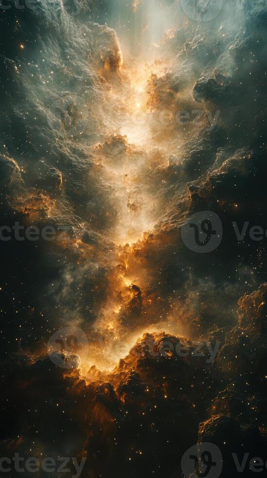 Stunning view of cosmic clouds illuminated by starlight in the depths of space photo
