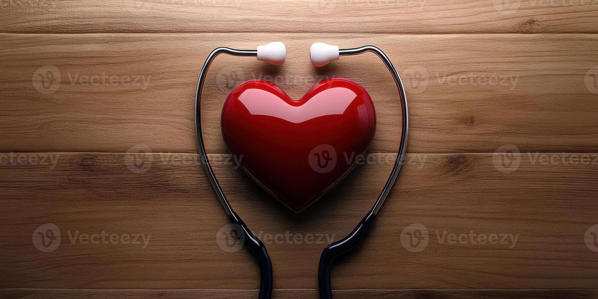 Stethoscope and heart symbolizing health care and passion for medicine photo