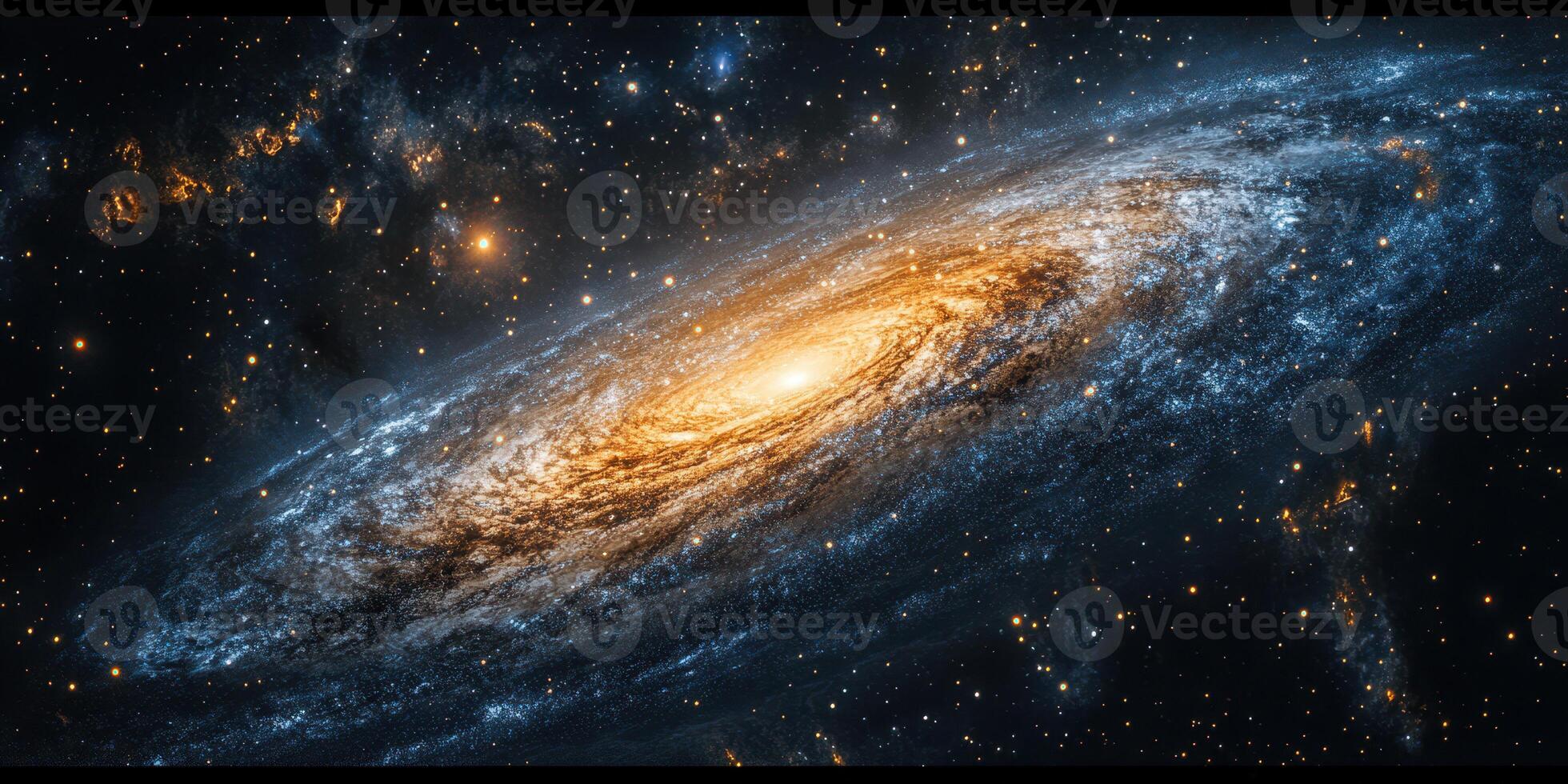 Captivating view of a spiral galaxy with vibrant colors and intricate structures in the vast universe photo