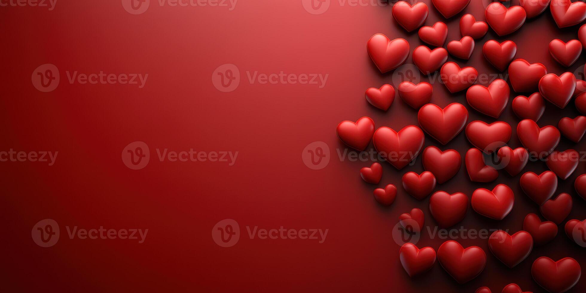 Bright red hearts create a romantic atmosphere on a smooth background for celebration or decoration photo