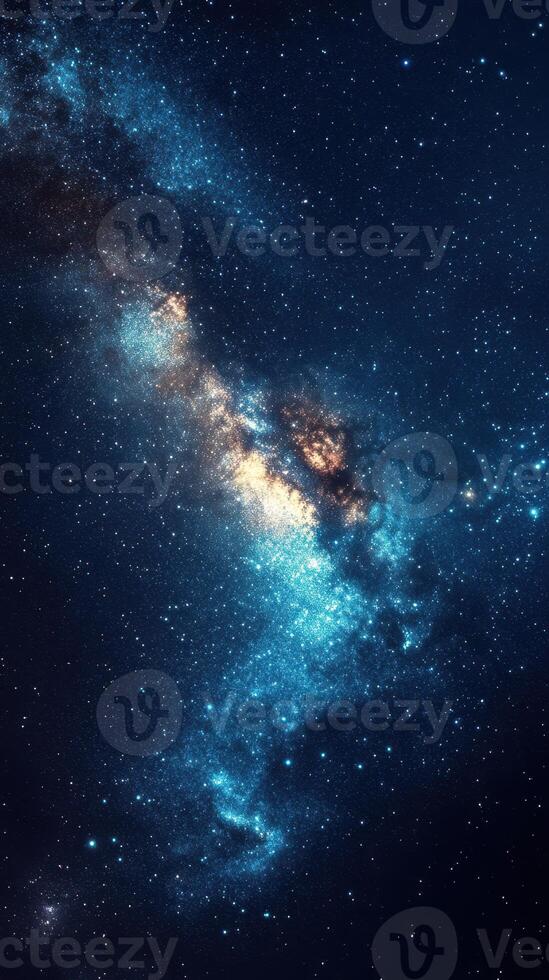 Stunning view of a galaxy with bright stars and glowing nebulas captured in clear night sky photo