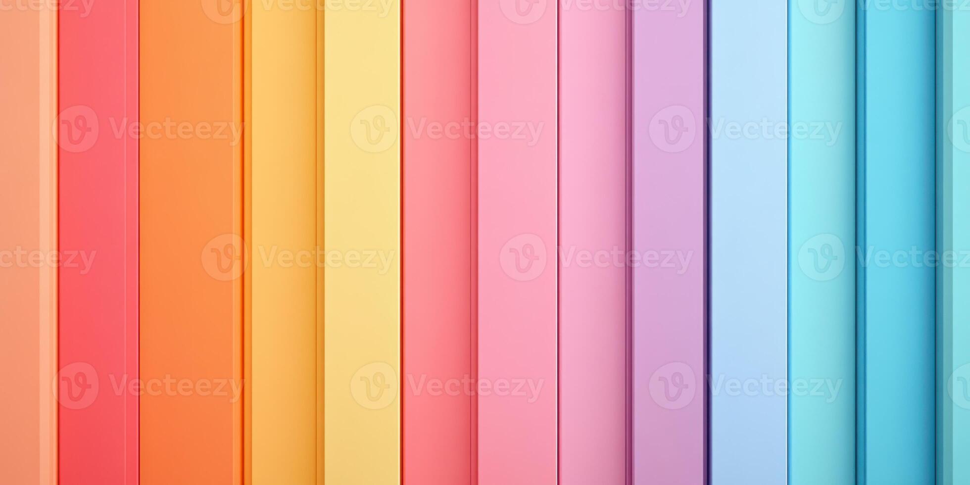 Colorful vertical paper sheets arranged side by side creating a vibrant backdrop for art or design projects photo