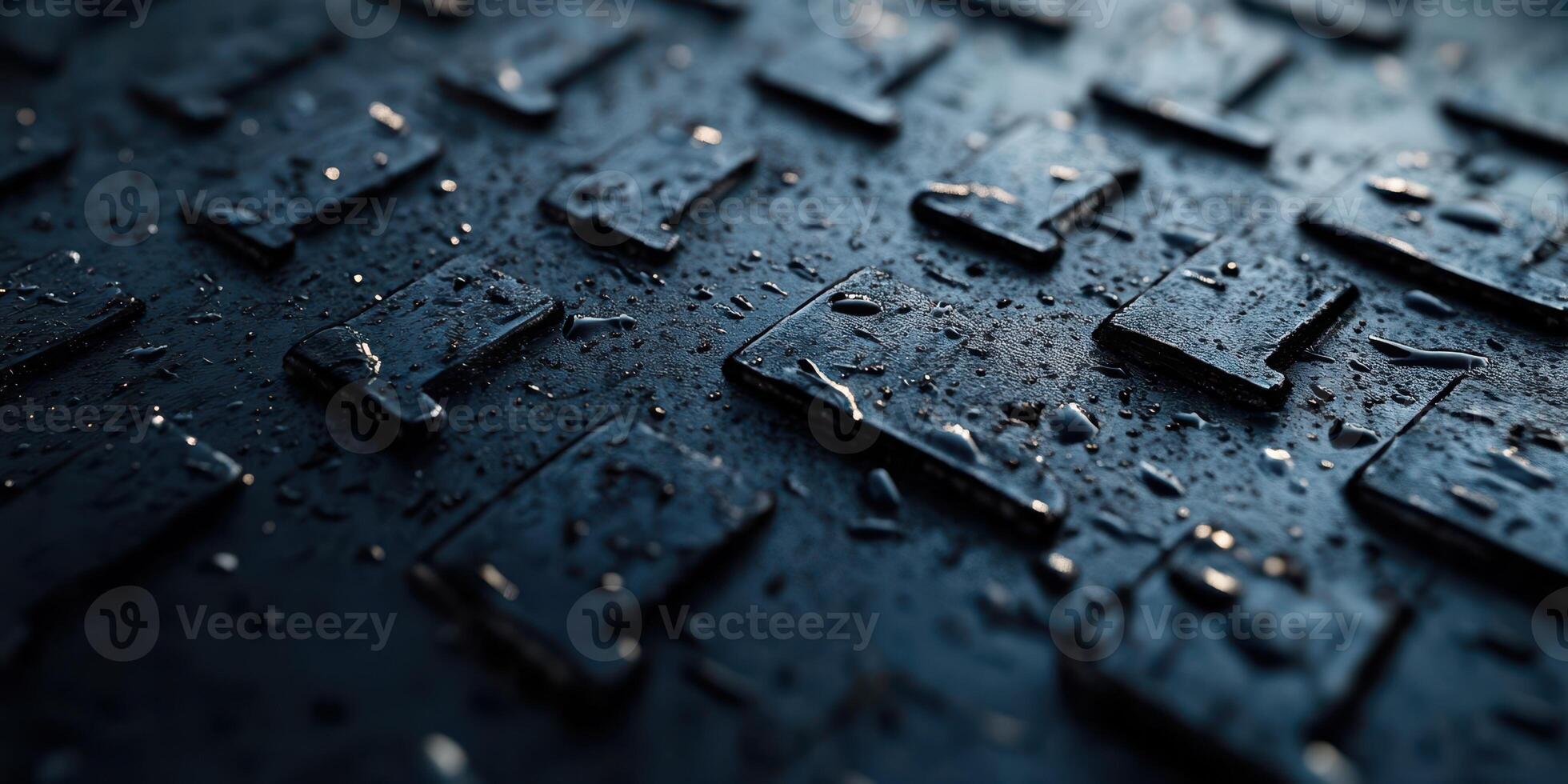 Close-up view of textured surface with water droplets creating a shiny effect in low light photo