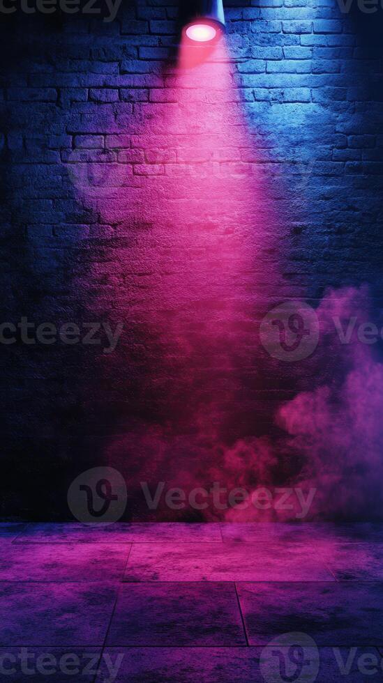 Vibrant lighting creates a dramatic atmosphere in an empty space with colorful smoke at night photo