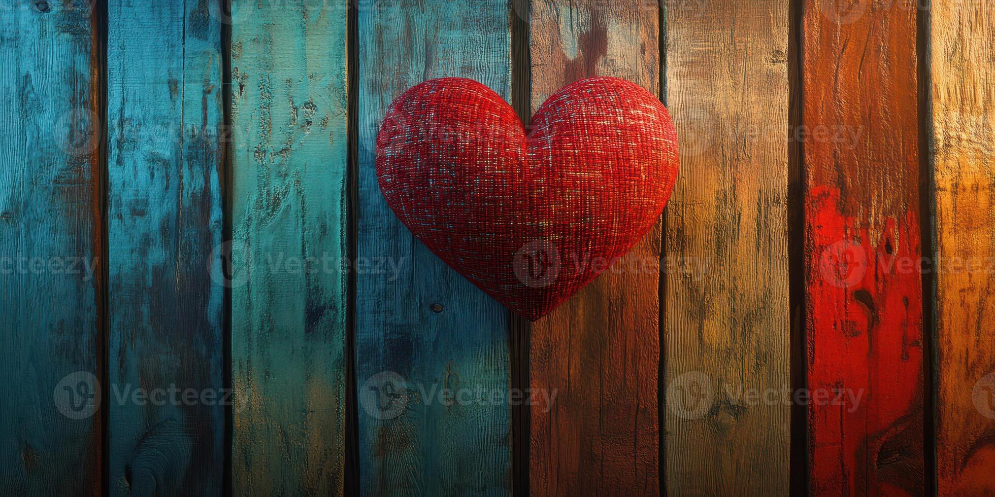 Heart decoration on rustic wooden background creates a warm and inviting atmosphere suitable for various themes photo