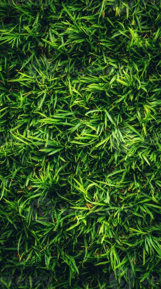 Lush green grass carpet covering the ground in a serene outdoor setting during daylight hours photo