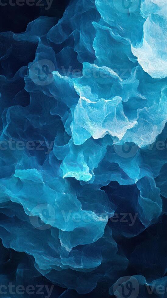 Abstract blue waves creating a serene and tranquil atmosphere in a digital artwork photo