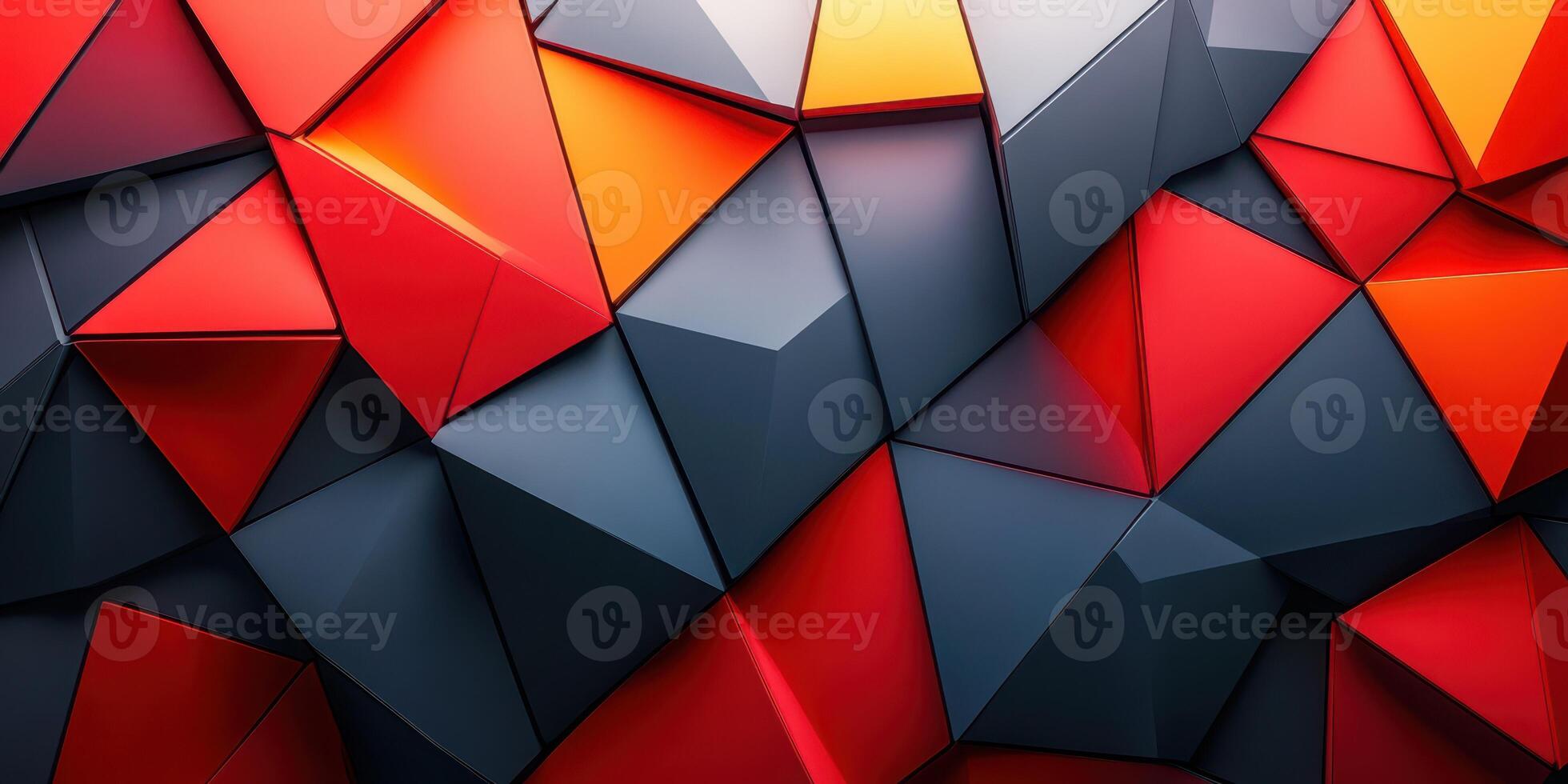 Colorful geometric pattern created with red, orange, and blue triangular shapes in a dynamic arrangement photo