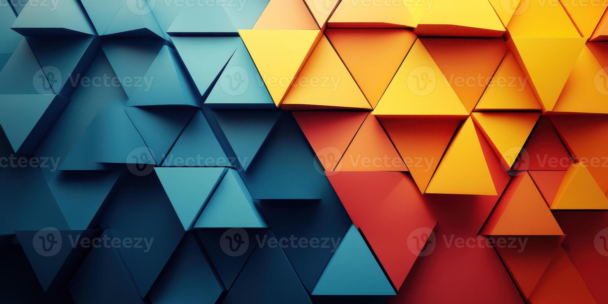 Colorful geometric patterns with blue, orange, and red triangular shapes in a modern design photo