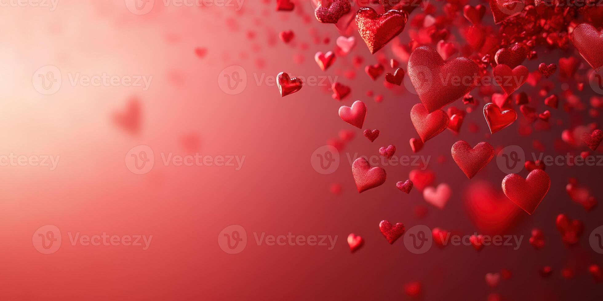 Floating red hearts create a romantic atmosphere against a soft gradient background in a celebration of love and affection photo