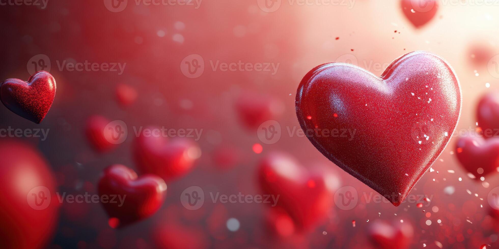 Floating red hearts create a romantic atmosphere during a celebration or special occasion photo