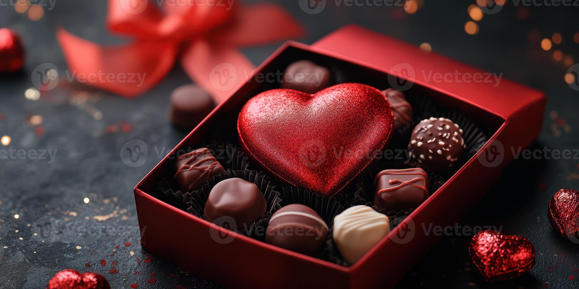 Indulgent chocolate heart box filled with assorted chocolates perfect for celebrations and romantic gestures photo