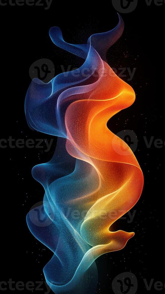 Colorful abstract design with flowing shapes and gradients creating a dynamic visual effect on a dark background photo