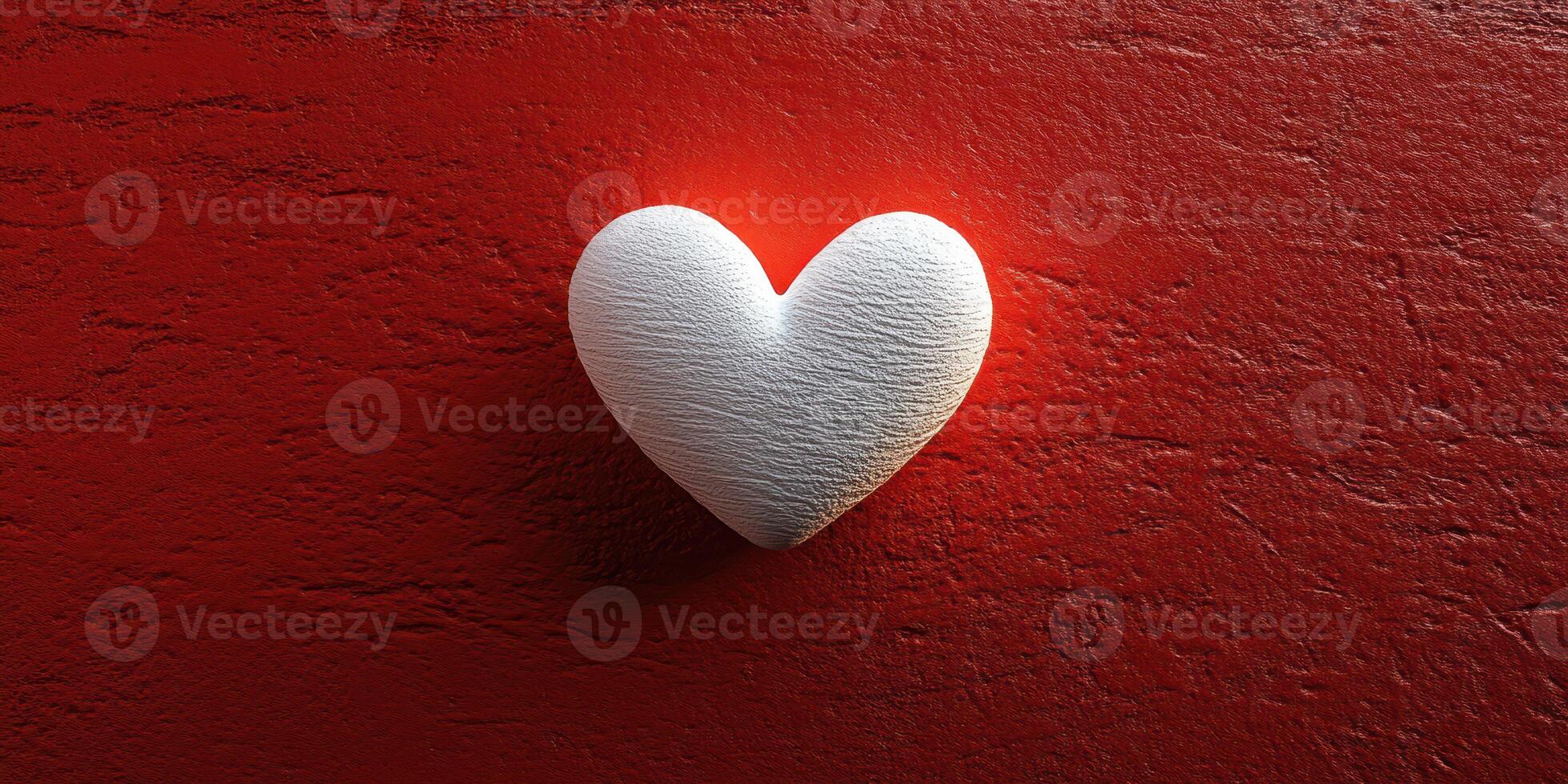 Heart-shaped decoration on a textured red wall, symbolizing love and affection in an artistic setting photo
