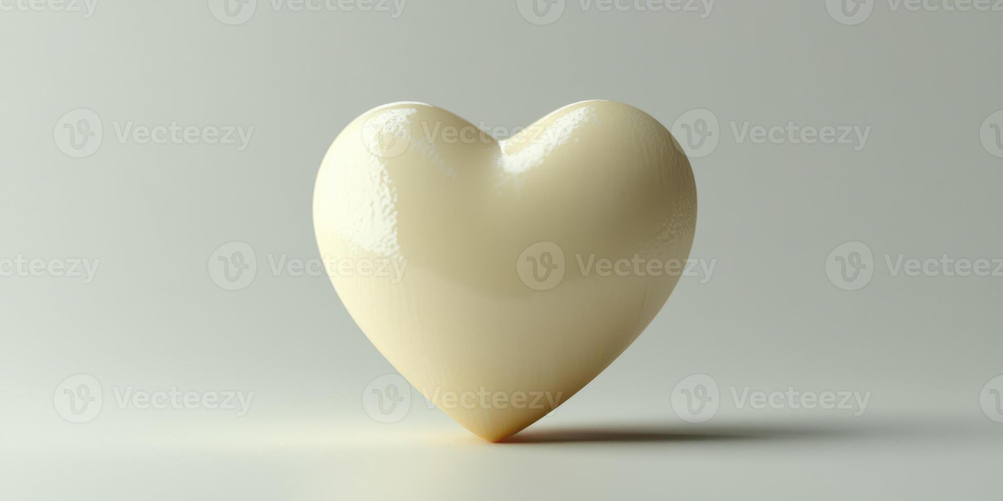 Elegant cream-colored heart shape on a minimalistic background emphasizing simplicity and love photo