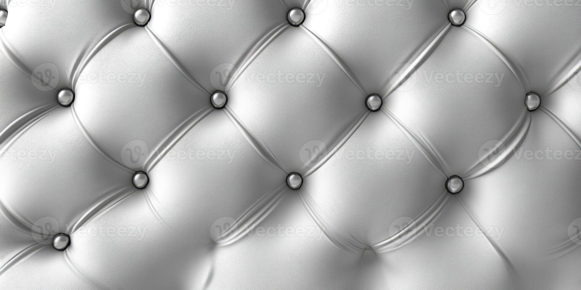 Elegant silver tufted upholstery in modern design showcases luxury and comfort in interior decor photo