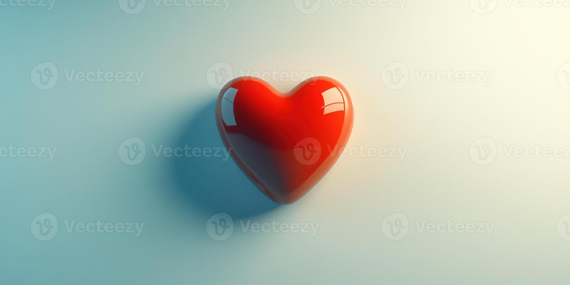 Bright red heart shape on a soft blue background creating a calming and romantic atmosphere photo