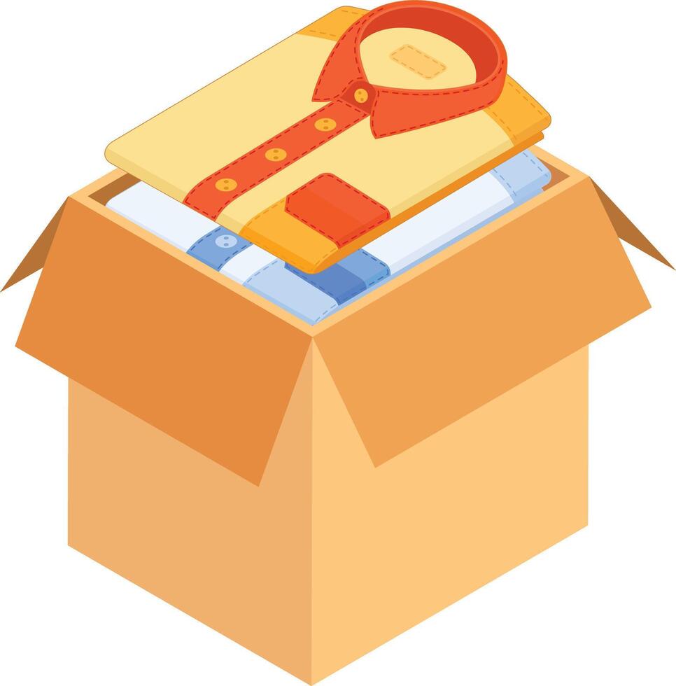 Travel Packing Box with Folded Clothes vector