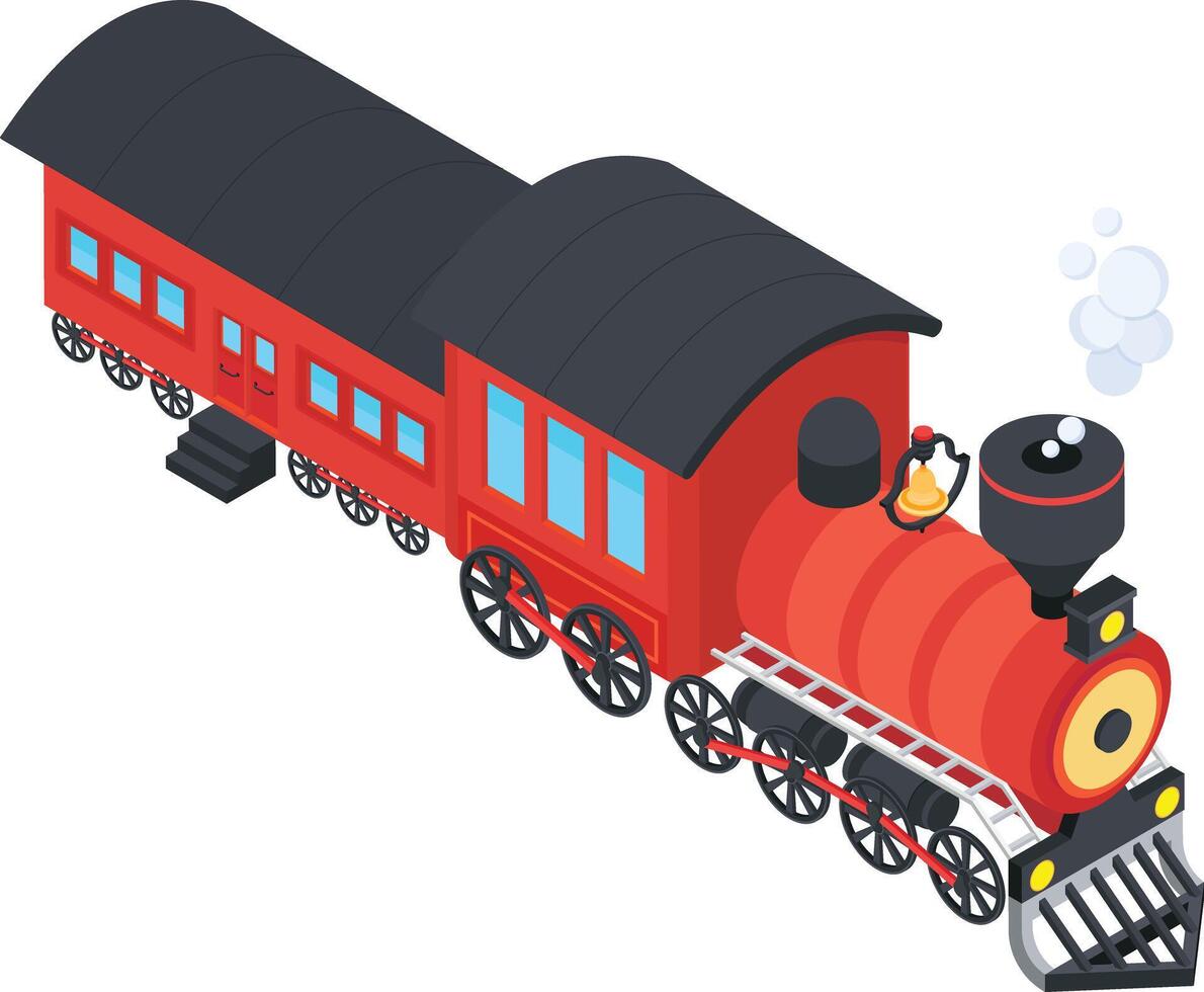 Steampunk Locomotive Isometric Icon vector