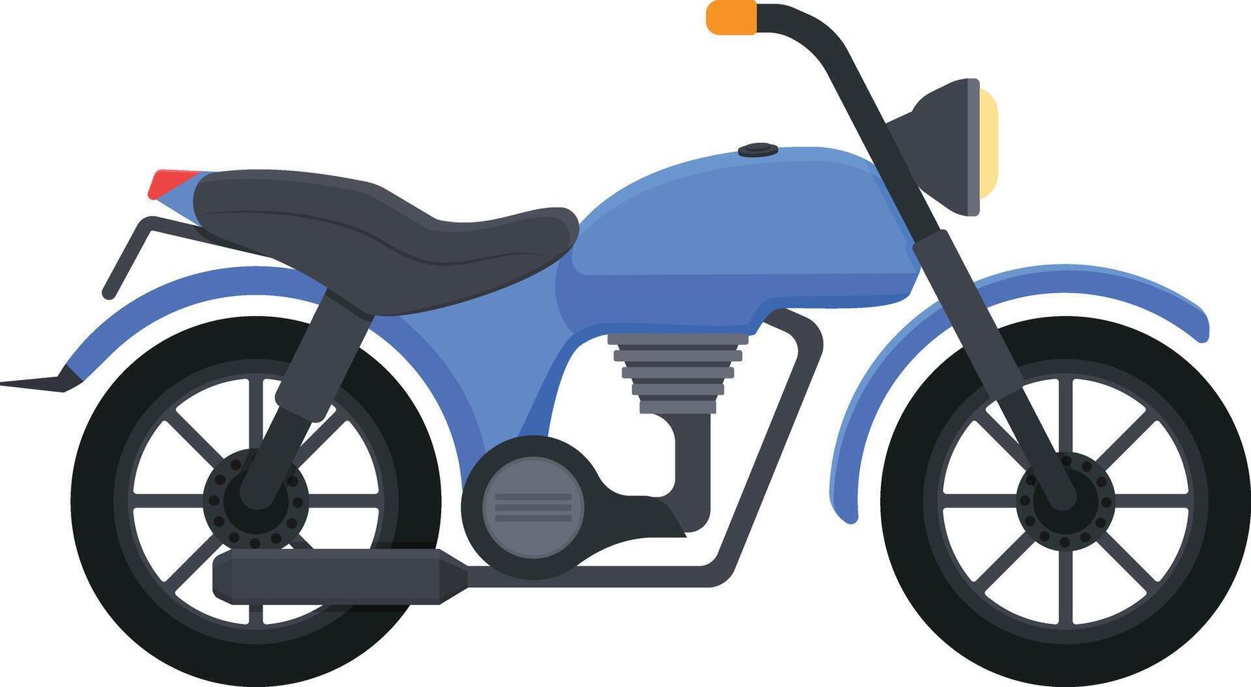 Classic Blue Motorcycle Flat Illustration vector