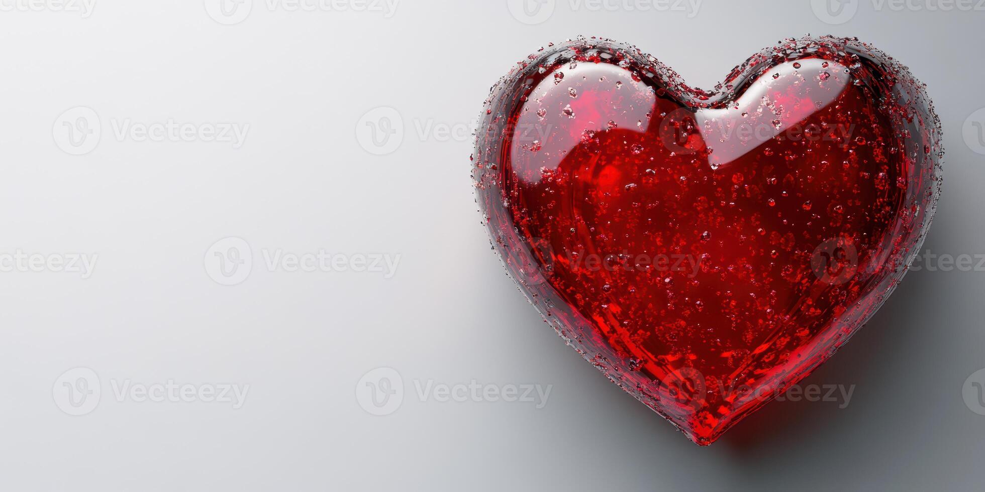 Red heart with droplets on a smooth surface inspires feelings of love and romance photo