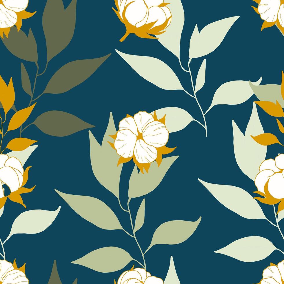 Seamless floral pattern. Cotton pattern. Floral background for textile, wallpaper, fabrics and textiles. illustration vector