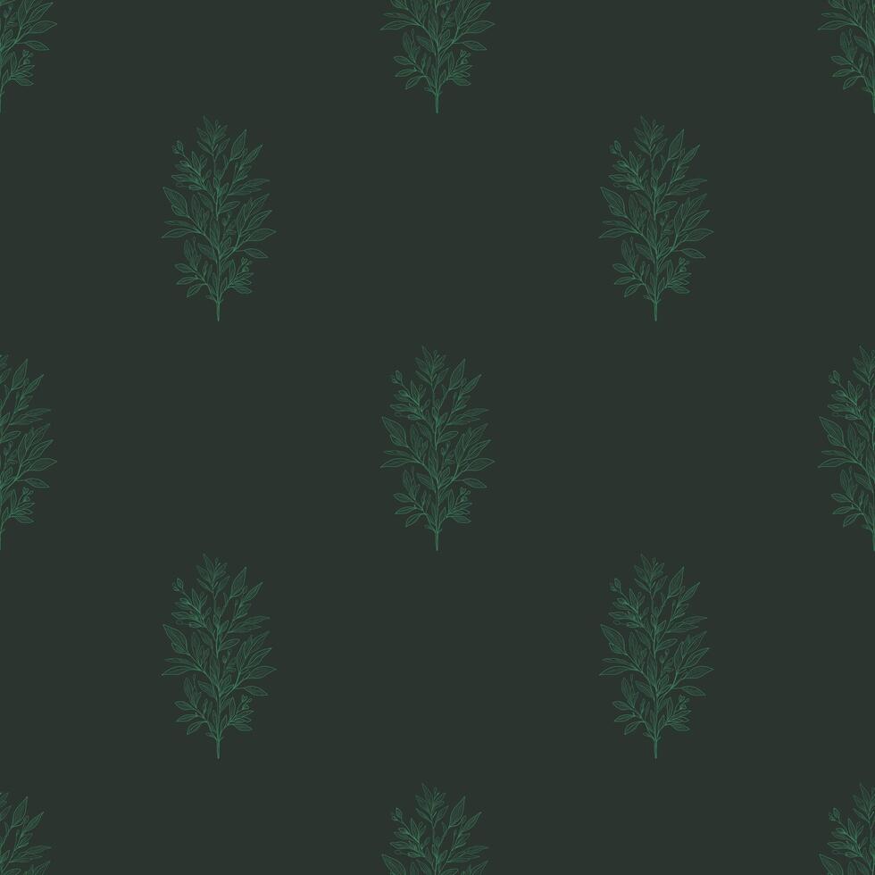 Seamless botanical pattern with green leaves. Elegant, vintage, and nature-inspired design, perfect for textiles, wallpapers, and decor. vector