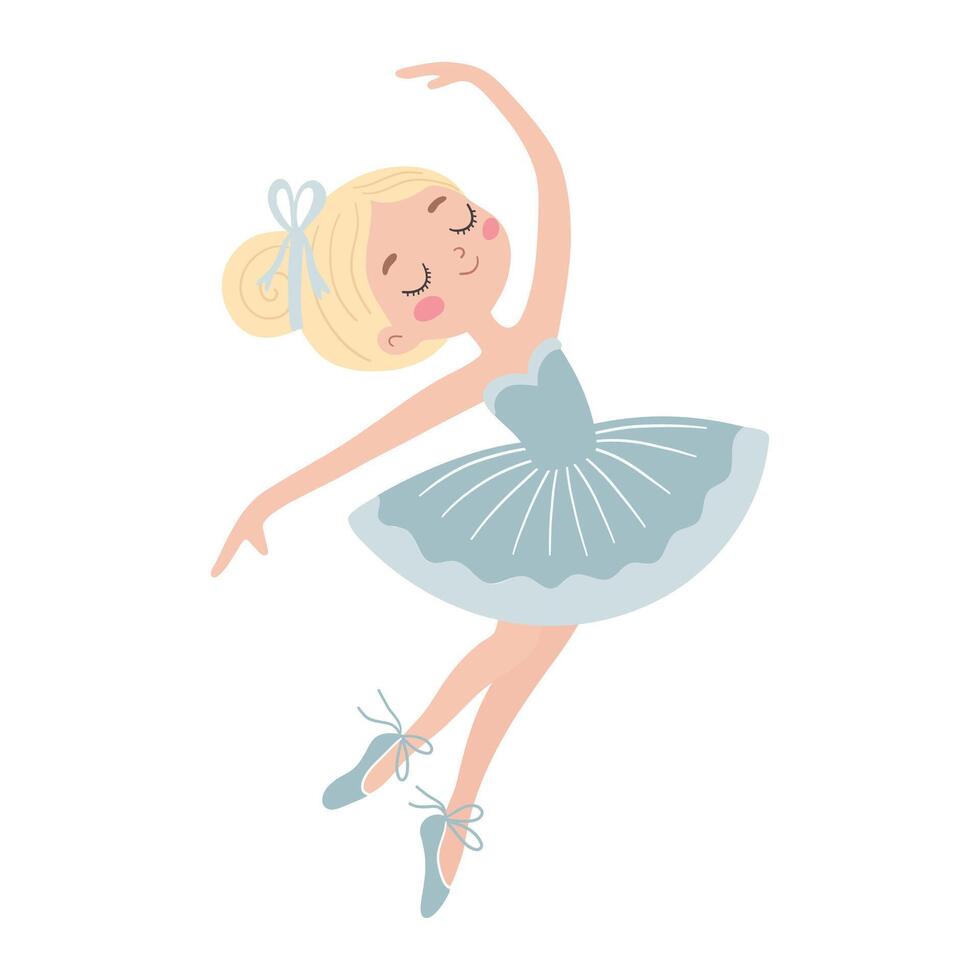 Cute little girl dancing ballet, Cute illustration in a childish style. Illustration vector