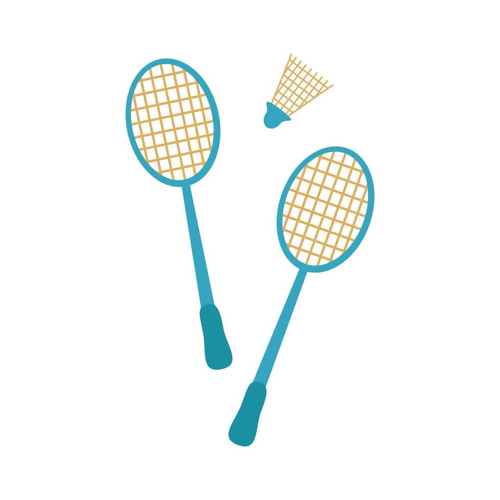 Two rackets and shuttlecock for playing badminton vector