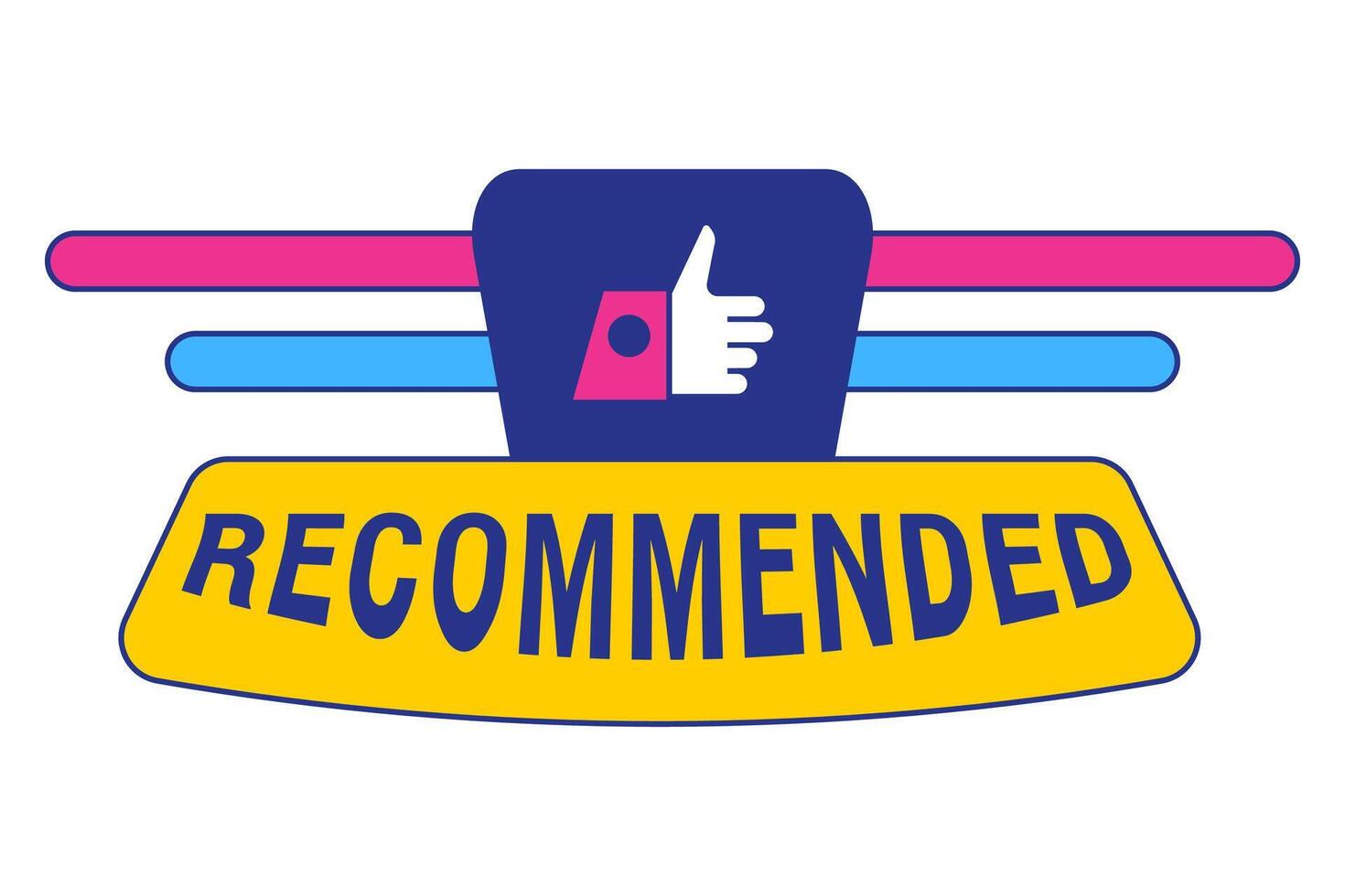 Recommended badge banner. Banner recommended with thumbs up. Advertising badges with like vector